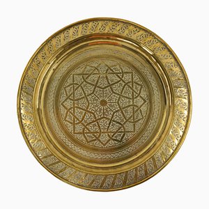 Marokkanisches maurisches poliertes Kupfer Tablett, 19. Jh