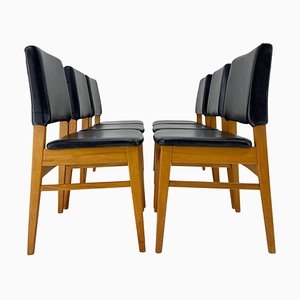 Leather & Wood Chairs, Czechoslovakia, 1960s, Set of 6
