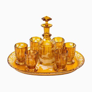Servizio in cristallo di Boemia giallo, XIX secolo