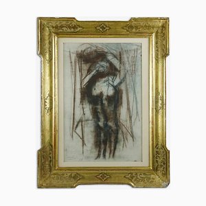 Carlo Mattioli, desnudo, dibujo original, 1958