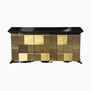 Vintage Brass & Wood Cabinet by Luciano Frigerio, 1970s