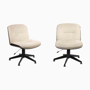 Vintage Fabric Swivel Chairs, Mid-20th-Century, Set of 2