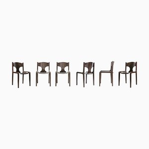 Vintage Stühle aus Messing & Holz von Augusto Bozzi, Italien, 1970er, 6er Set