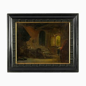 The House, Original Oil Painting, 19th-Century, Framed