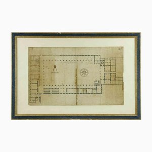 Original Ancient Quirinal Palace Planimetry, 17th-Century, Framed