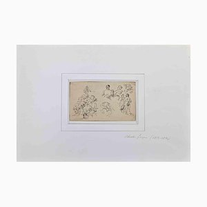 Philippe Charles Jacquet, Figures, Dessin Original sur Papier, Milieu du 19ème Siècle