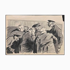 Hermann Paul, Policemen, Original Drawing, Early 20th-Century