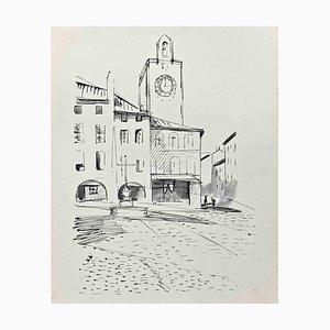 Hermann Paul, The Church, dibujo original, principios del siglo XX