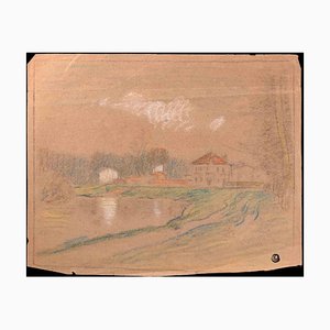 Edmond Cuisinier, Paysage, Dessin Original, Début 20ème Siècle