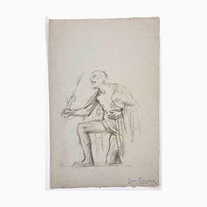 Léon-François Comerre, Figure of Man, Original Drawing, Late 19th-Century