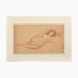 René Lorrain, desnudo de mujer, lápiz y pastel original, principios del siglo XX
