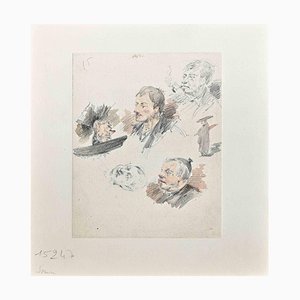 Henry Somm, Portraits, Dessin Original sur Papier, Fin du 19ème Siècle
