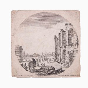 Stefano Della Bella, Ruines De Rome, Original Etching, 17th-Century