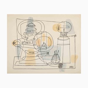 Maurice André, Composition Abstraite, Dessin Original, Mid-20th-Century
