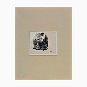 Henry Somm, Man Working, Ink originale su carta, fine XIX secolo