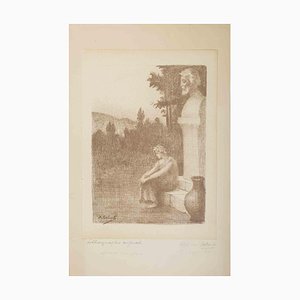 Alphonse Osbert, The Wait, litografía original, principios del siglo XX