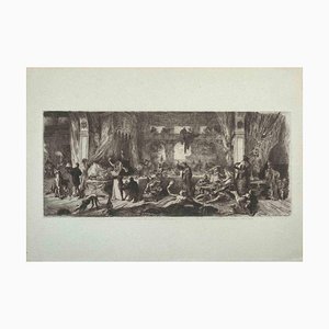Charles Courtry, The Party, Grabado original, finales del siglo XIX