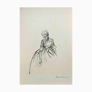 Pierre Georges Jeanniot, Sorrowful Lady, Dessin Original, 1890s