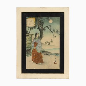 Después de Mizuno Toshikata, Moon Viewing, impresión Offset, mediados del siglo XX