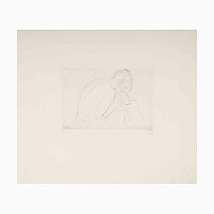 Georges Emile Capon, Nude From Behind, Original Etching, Mid-20th Century