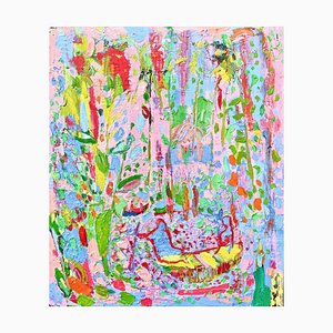 Pintura al óleo de Paul Wadsworth, Temple Garden by the Lake, 2021