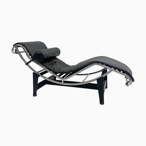 Black Leather LC4 Lounge Chair by Le Corbusier for Cassina