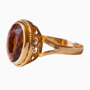18k Vintage Gold Ring With Orange Citrine, 1970s