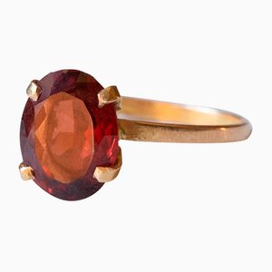 18k Vintage Gold Garnet Ring, 1960s