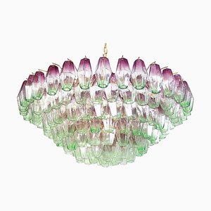 Rosa Amethyst und Grüner Murano Glas Kronleuchter von Poliedri