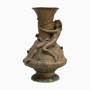Modernist Bronze Vase by Noel R., 1920s