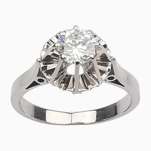 White Gold Solitaire Ring with Natural Diamond