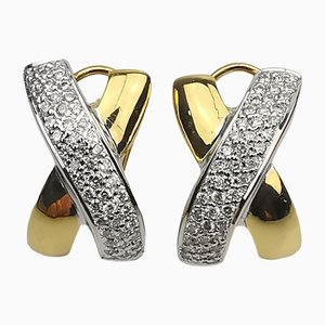18K Yellow Gold Earrings with Diamonds, Set of 2