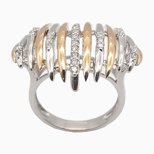 18K Two-Tone Gold Ring with Diamonds