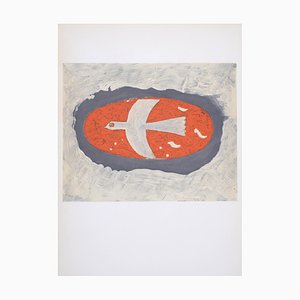 Georges Braque, Oiseau blanc sur fond rouge, 1967, Lithograph
