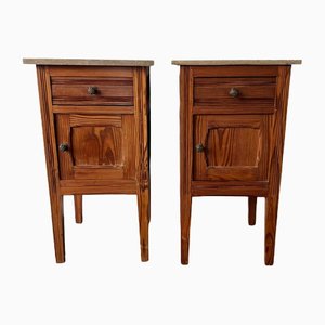French Marble Top Bedside Tables, Set of 2