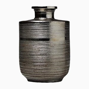 Combed Silver Vase by Aldo Londi for Bitossi