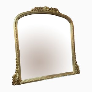 Viktorianischer Ovremantle Spiegel aus geschnitztem & vergoldetem Holz