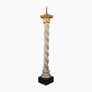 Wooden Marbled Column Candlestick