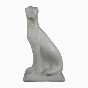English Sitting Dog in Painted Plaster