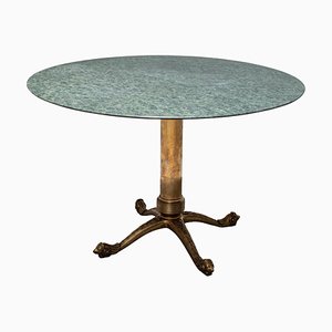 Imperial Marble Dining Table with Casted Brass Base, Italy, 1970s