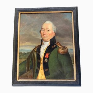 Military Portrait, 18th-Century, Oil on Canvas, Framed