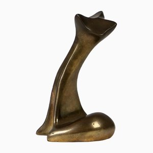 Mid-Century Brass Fox Sculpture, 1960s