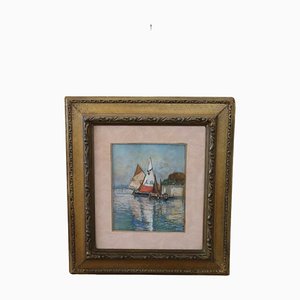 Giulio Sommati, Italian Marine Landscape, 1910s, Pastel on Paper, Framed