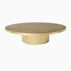 Großer Ovaler Couchtisch aus oxidiertem Messing von Isabelle & Richard Faure, 1970er