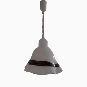 Vintage White Brown Ceiling Lamp, 1970s