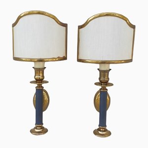 Brass Wall Lamps with Lampshade, Set of 2