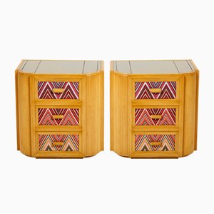 Italian Bamboo & Missoni Fabric Nightstands from Vivai del Sud, 1970s, Set of 2