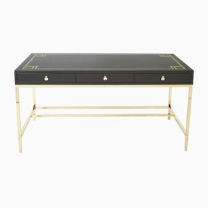 Large Desk in Black Lacquer & Brass by Guy Lefevre for Maison Jansen, 1970s