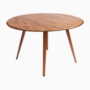 Round Beech and Elm Dropleaf Dining Table from Ercol, 1960s
