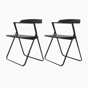 Black Folding Chairs by Per Skipper, Italy, 1970s, Set of 2